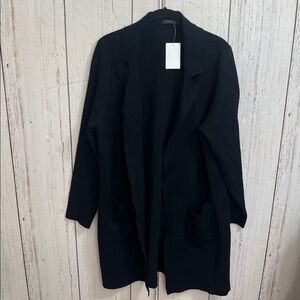 RDI Charcoal Black Open Front Pockets  Knit Jacket Size Large NWT